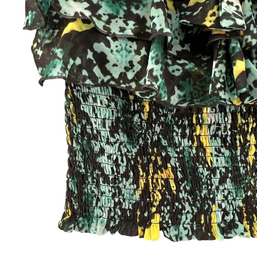 XOXO Womens Large Ruffled Off-Shoulder Top With Abstract Print - Picture 5 of 11